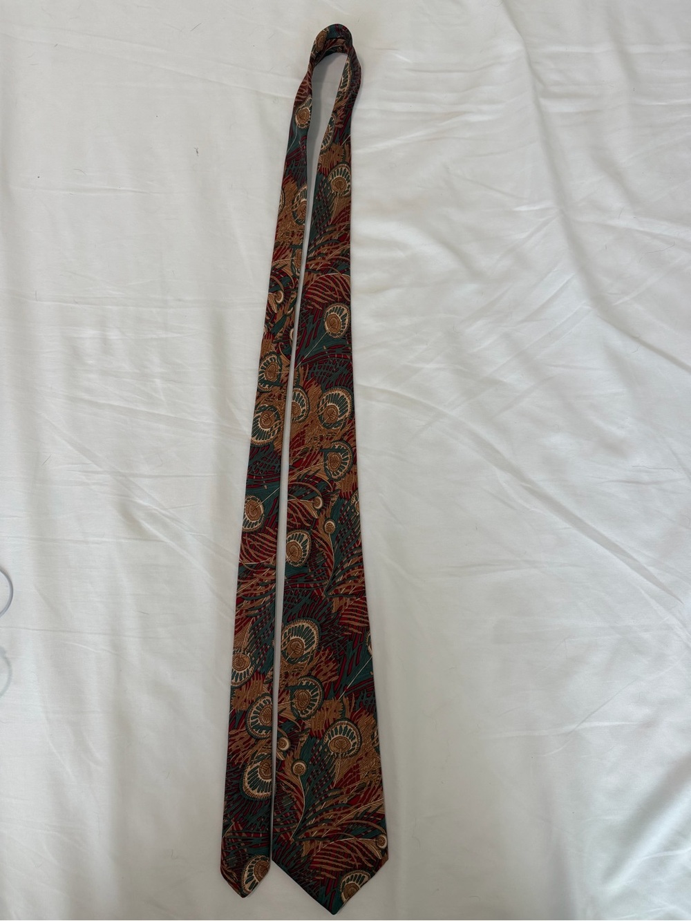 Silk Seide Burgundy, Teal & Gold Paisley Silk Necktie